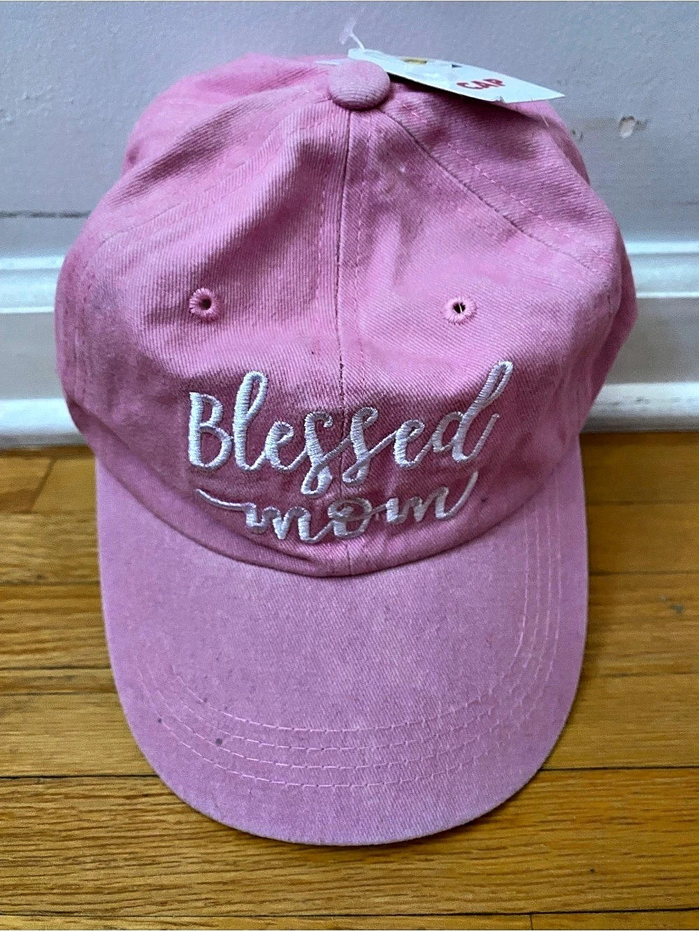 Pink Embroidered Blessed Mom Hat NWT